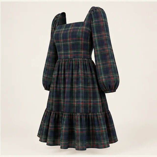 Solstice Tartan Dress — detail view